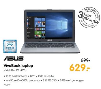 Aanbiedingen Asus vivobook laptop r541ua-dm1426t - Asus - Geldig van 22/06/2017 tot 09/07/2017 bij MyCom