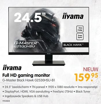 Aanbiedingen Iiyama full hd gaming monitor g-master black hawk g2530hsu-b1 - Iiyama - Geldig van 22/06/2017 tot 09/07/2017 bij MyCom