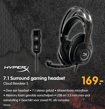Aanbiedingen Hyperx 7.1 surround gaming headset 59. cloud revolver s - HyperX - Geldig van 22/06/2017 tot 09/07/2017 bij MyCom