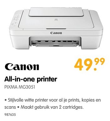 Aanbiedingen Canon all-in-one printer pixma mg3051 - Canon - Geldig van 22/06/2017 tot 09/07/2017 bij MyCom