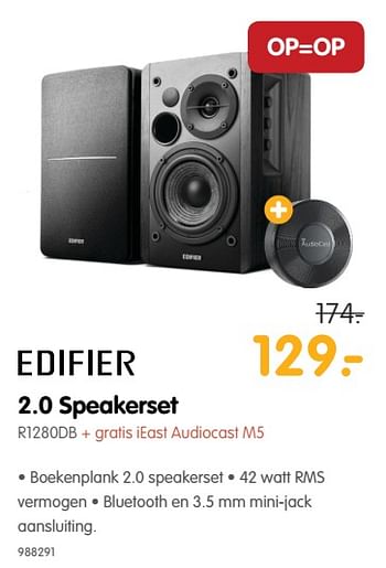 Aanbiedingen Edifier 2.0 speakerset r1280db - Edifier - Geldig van 22/06/2017 tot 09/07/2017 bij MyCom