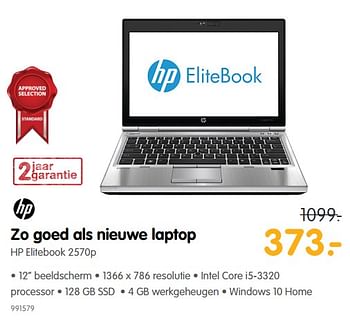 Aanbiedingen Hp zo goed als nieuwe laptop hp elitebook 2570p - HP - Geldig van 22/06/2017 tot 09/07/2017 bij MyCom