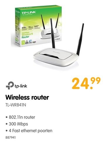Aanbiedingen Tp-link wireless router tl-wr841n - TP-LINK - Geldig van 22/06/2017 tot 09/07/2017 bij MyCom