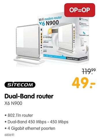 Aanbiedingen Sitecom dual-band router x6 n900 - Sitecom - Geldig van 22/06/2017 tot 09/07/2017 bij MyCom