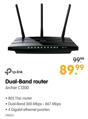 Aanbiedingen Tp link dual-band router archer c1200 - TP-LINK - Geldig van 22/06/2017 tot 09/07/2017 bij MyCom