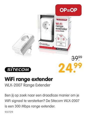 Aanbiedingen Sitecom wifi range extender wlx-2007 range extender - Sitecom - Geldig van 22/06/2017 tot 09/07/2017 bij MyCom