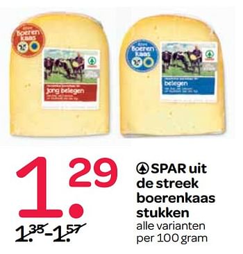 Aanbiedingen Uit de streek boerenkaas stukken - Spar - Geldig van 27/06/2017 tot 12/07/2017 bij Spar