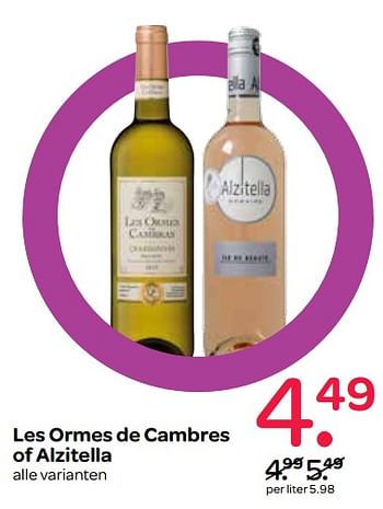 Aanbiedingen Les ormes de cambres of alzitella - Witte wijnen - Geldig van 27/06/2017 tot 12/07/2017 bij Spar