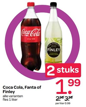 Aanbiedingen Coca cola, fanta of finley - Huismerk - Spar  - Geldig van 27/06/2017 tot 12/07/2017 bij Spar