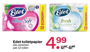 Aanbiedingen Edet toiletpapier - Edet - Geldig van 27/06/2017 tot 12/07/2017 bij Spar