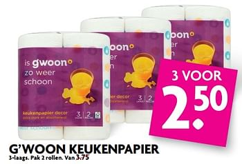 Aanbiedingen G`woon keukenpapier - Gâ€™woon - Geldig van 02/07/2017 tot 08/07/2017 bij Deka Markt