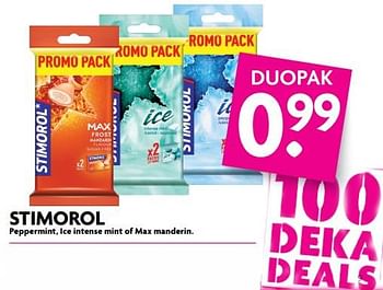 Aanbiedingen Stimorol peppermint, ice intense mint of max manderin - Stimorol - Geldig van 02/07/2017 tot 08/07/2017 bij Deka Markt