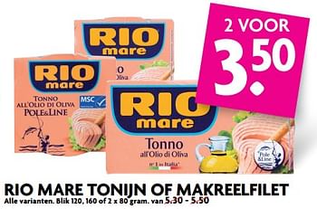 Aanbiedingen Rio mare tonijn of makreelfilet - Rio Mare - Geldig van 02/07/2017 tot 08/07/2017 bij Deka Markt
