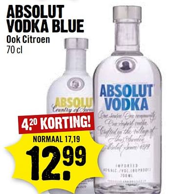 Aanbiedingen Absolut vodka blue - Absolut - Geldig van 02/07/2017 tot 08/07/2017 bij Dirk III