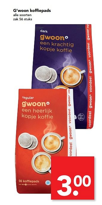 Aanbiedingen G`woon koffiepads - Gâ€™woon - Geldig van 02/07/2017 tot 08/07/2017 bij Deen Supermarkten