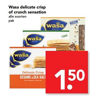 Aanbiedingen Wasa delicate crisp of crunch sensation - Wasa - Geldig van 02/07/2017 tot 08/07/2017 bij Deen Supermarkten