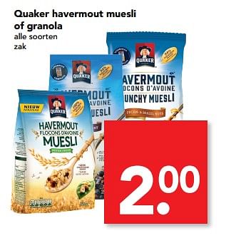 Aanbiedingen Quaker havermout muesli of granola - Quaker - Geldig van 02/07/2017 tot 08/07/2017 bij Deen Supermarkten