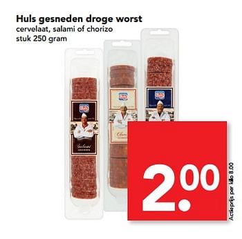 Aanbiedingen Huls gesneden droge worst - Huls - Geldig van 02/07/2017 tot 08/07/2017 bij Deen Supermarkten