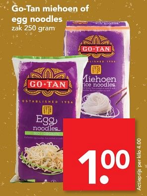 Aanbiedingen Go-tan miehoen of egg noodles - Go Tan - Geldig van 02/07/2017 tot 08/07/2017 bij Deen Supermarkten
