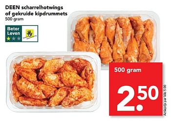Aanbiedingen Deen scharrelhotwings of gekruide kipdrummets - Huismerk deen supermarkt - Geldig van 02/07/2017 tot 08/07/2017 bij Deen Supermarkten