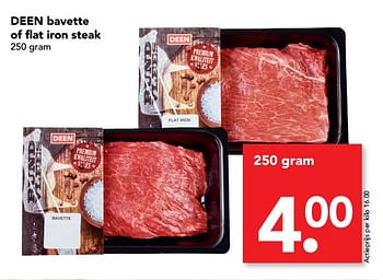 Aanbiedingen Deen bavette of flat iron steak - Huismerk deen supermarkt - Geldig van 02/07/2017 tot 08/07/2017 bij Deen Supermarkten