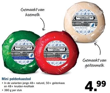 Aanbiedingen Mini polderkaasbol - Huismerk - Lidl - Geldig van 02/07/2017 tot 09/07/2017 bij Lidl