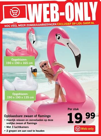 Aanbiedingen Opblaasbare zwaan of flamingo - Huismerk - Lidl - Geldig van 02/07/2017 tot 09/07/2017 bij Lidl