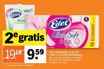 Aanbiedingen Edet ultra solft toiletpapier - Edet - Geldig van 03/07/2017 tot 09/07/2017 bij Albert Heijn