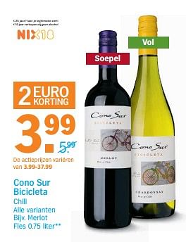 Aanbiedingen Cono sur bicicleta - Rode wijnen - Geldig van 03/07/2017 tot 09/07/2017 bij Albert Heijn