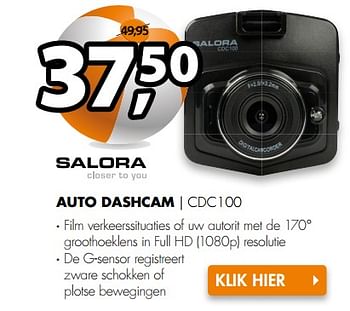 Aanbiedingen Salora auto dashcam cdc100 - Salora - Geldig van 03/07/2017 tot 09/07/2017 bij Expert