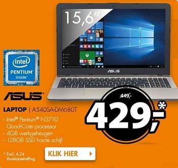 Aanbiedingen Asus laptop a540sa-dm680t - Asus - Geldig van 03/07/2017 tot 09/07/2017 bij Expert