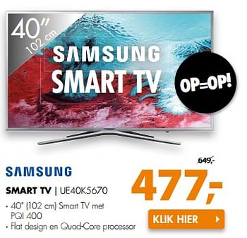 Aanbiedingen Samsung smart tv ue40k5670 - Samsung - Geldig van 03/07/2017 tot 09/07/2017 bij Expert