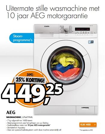 Aanbiedingen Aeg wasmachine l76479nfl - AEG - Geldig van 03/07/2017 tot 09/07/2017 bij Expert