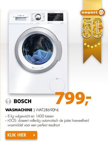 Aanbiedingen Bosch wasmachine wat28690nl - Bosch - Geldig van 03/07/2017 tot 09/07/2017 bij Expert