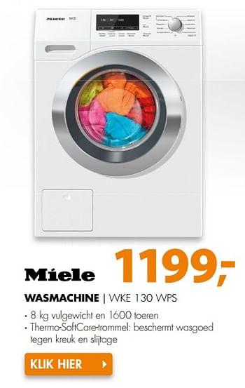 Aanbiedingen Miele wasmachine wke 130 wps - Miele - Geldig van 03/07/2017 tot 09/07/2017 bij Expert