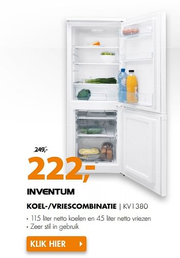 Aanbiedingen Inventum koel--vriescombinatie kv1380 - Inventum - Geldig van 03/07/2017 tot 09/07/2017 bij Expert