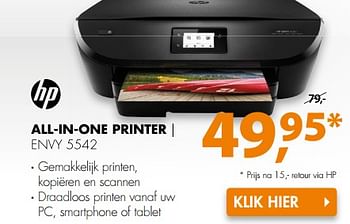 Aanbiedingen Hp all-in-one printer envy 5542 - HP - Geldig van 03/07/2017 tot 09/07/2017 bij Expert