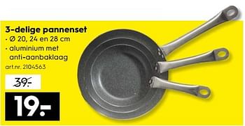 Aanbiedingen 3-delige pannenset - Huismerk - Blokker - Geldig van 01/07/2017 tot 12/07/2017 bij Blokker