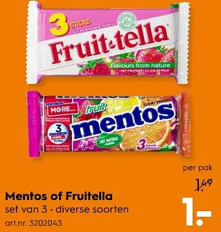 Aanbiedingen Mentos of fruitella - Huismerk - Blokker - Geldig van 01/07/2017 tot 12/07/2017 bij Blokker