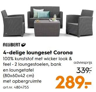 Aanbiedingen 4-delige loungeset corona - Allibert - Geldig van 01/07/2017 tot 12/07/2017 bij Blokker