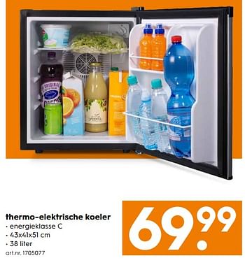 Aanbiedingen Thermo-elektrische koeler - Huismerk - Blokker - Geldig van 01/07/2017 tot 12/07/2017 bij Blokker