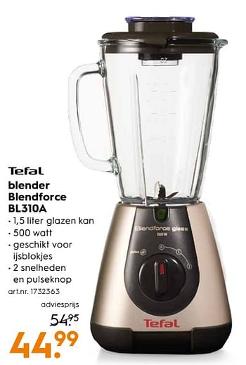 Aanbiedingen Tefal blender blendforce bl310a - Tefal - Geldig van 01/07/2017 tot 12/07/2017 bij Blokker