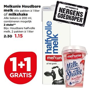 Aanbiedingen Melkunie houdbare melk of milkshake - Melkunie - Geldig van 02/07/2017 tot 08/07/2017 bij Plus