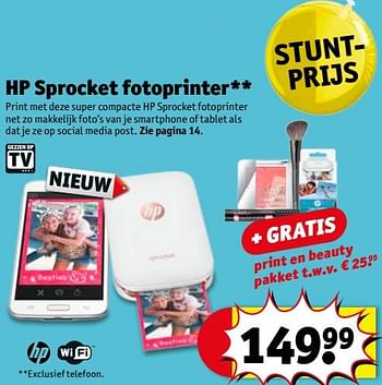 Aanbiedingen Hp sprocket fotoprinter - HP - Geldig van 04/07/2017 tot 09/07/2017 bij Kruidvat