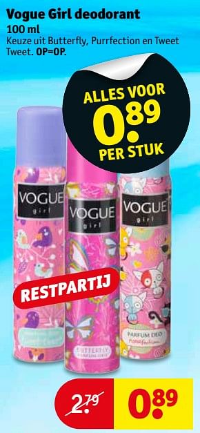 Aanbiedingen Vogue girl deodorant - Vogue - Geldig van 04/07/2017 tot 09/07/2017 bij Kruidvat
