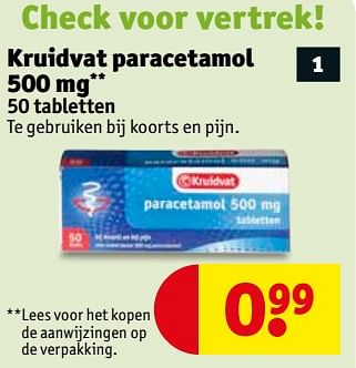 Aanbiedingen Kruidvat paracetamol - Huismerk - Kruidvat - Geldig van 04/07/2017 tot 09/07/2017 bij Kruidvat