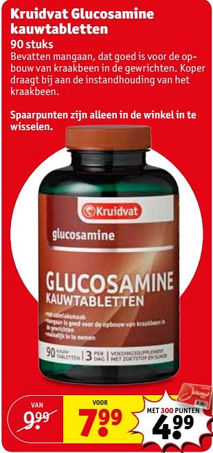 Aanbiedingen Kruidvat glucosamine kauwtabletten - Huismerk - Kruidvat - Geldig van 04/07/2017 tot 09/07/2017 bij Kruidvat