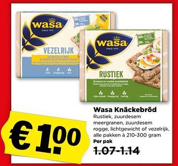 Aanbiedingen Wasa knäckebröd - Wasa - Geldig van 02/07/2017 tot 08/07/2017 bij Plus