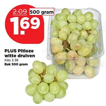 Aanbiedingen Plus pitloze witte druiven - Huismerk - Plus - Geldig van 02/07/2017 tot 08/07/2017 bij Plus