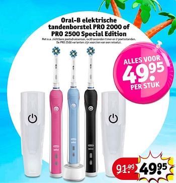 Aanbiedingen Oral-b elektrische tandenborstel pro 2000 of pro 2500 special edition - Oral-B - Geldig van 04/07/2017 tot 09/07/2017 bij Kruidvat